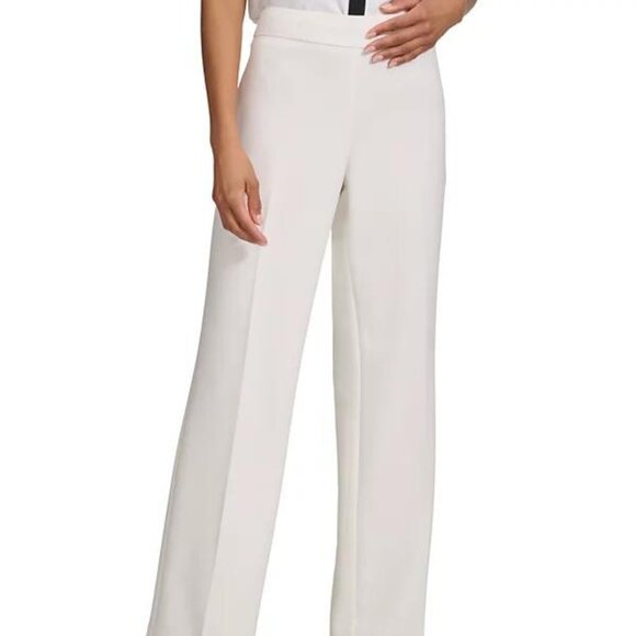 Karl Lagerfeld Pants - Karl Lagerfeld White Mid‑Rise Wide‑Leg Pull‑On Pants NWT Sz 4
